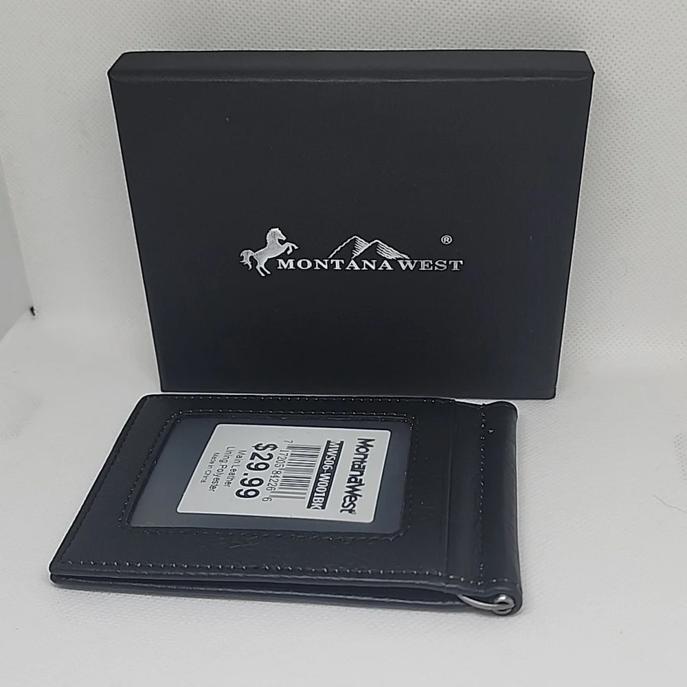 NWT!! Montana West Slim Bifold Wallet with Money Clip MWs06-W001BK